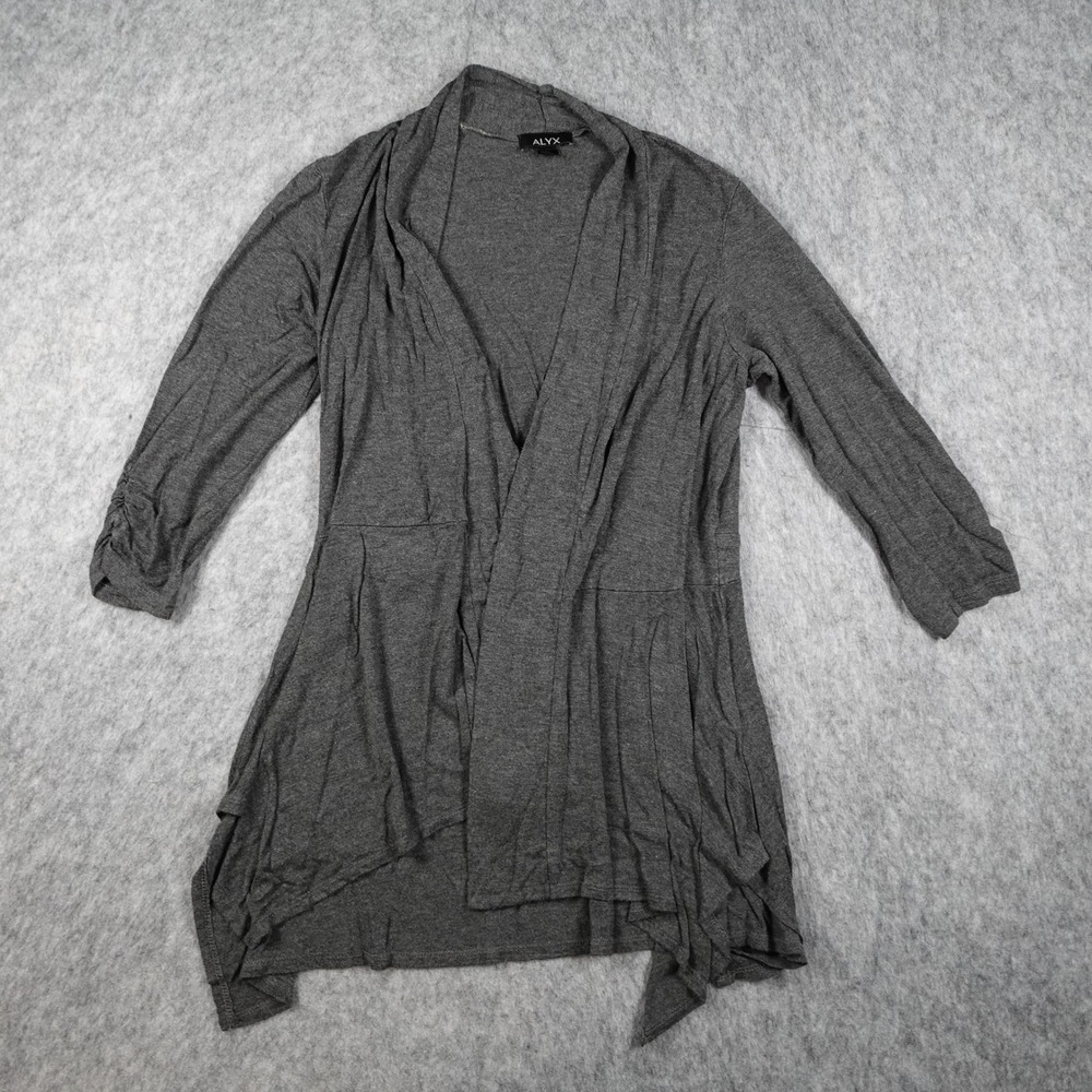 Alyx Cardigan Women Medium Gray Open Front Drape Waterfall 3/4 Sleeve
